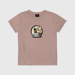 Футболка хлопковая детская Grand Theft Auto V logotype, цвет: пыльно-розовый