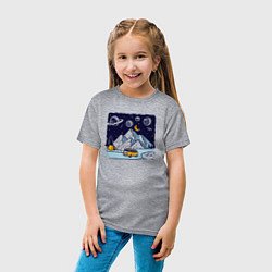 Футболка хлопковая детская Космическая дорога в горах, цвет: меланж — фото 2