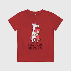 Футболка хлопковая детская Держи свою лошадку, цвет: красный