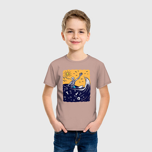 Детская футболка Скелетик в море / Пыльно-розовый – фото 3