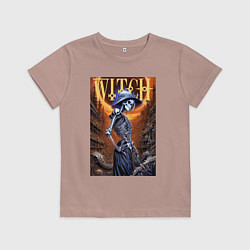 Футболка хлопковая детская Костлявая ведьма - хэллоуин, цвет: пыльно-розовый