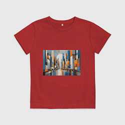 Футболка хлопковая детская Архитектура город абстракция, цвет: красный