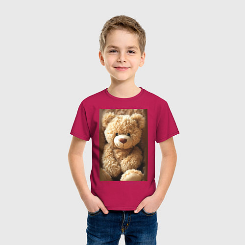 Детская футболка Игрушечный большой медвежонок / Маджента – фото 3