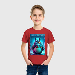 Футболка хлопковая детская Cyber Totoro - halloween fantasy, цвет: красный — фото 2