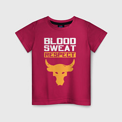 Футболка хлопковая детская Blood sweet respect logo, цвет: маджента