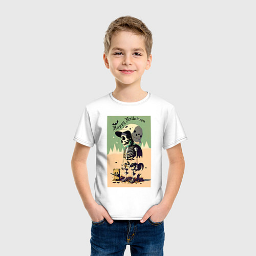 Детская футболка Прикольный черепок - хэллоуин / Белый – фото 3