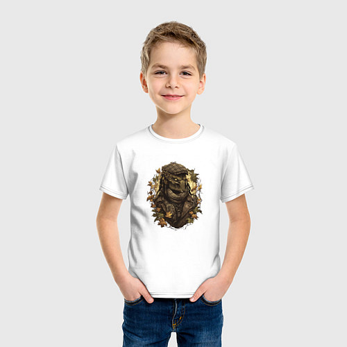 Детская футболка Осенний хищник в кепке / Белый – фото 3