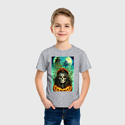 Футболка хлопковая детская Скелет ведьмы - хэллоуин, цвет: меланж — фото 2
