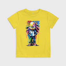 Футболка хлопковая детская Ёжик Соник - граффити, цвет: желтый