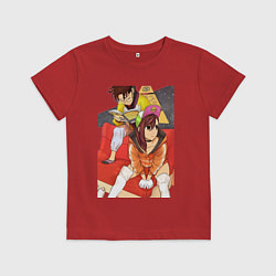 Футболка хлопковая детская Дандадан: Момо Аясэ, цвет: красный
