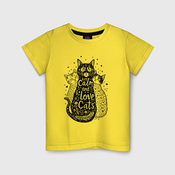 Футболка хлопковая детская Keep calm and love cats, цвет: желтый