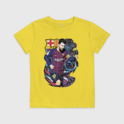 Футболка хлопковая детская Лионель Месси - сборная Аргентины, цвет: желтый