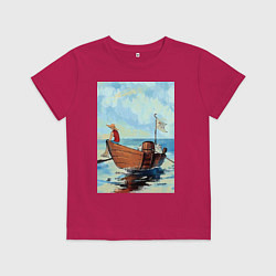 Футболка хлопковая детская Ван-Пис Луффи, цвет: маджента