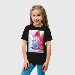 Футболка хлопковая детская Моя геройская академия Сёто Тодороки лисы, цвет: черный — фото 2