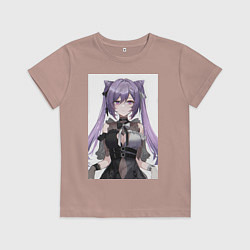 Футболка хлопковая детская Genshin Impact Кэцин, цвет: пыльно-розовый