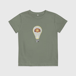 Футболка хлопковая детская Лампочка для мозга, цвет: авокадо