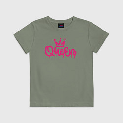 Футболка хлопковая детская Pink queen, цвет: авокадо