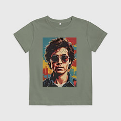 Футболка хлопковая детская Ретро портрет, цвет: авокадо