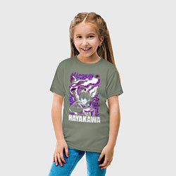 Футболка хлопковая детская Человек-бензопила Аки Хаякава и демон, цвет: авокадо — фото 2