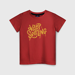 Футболка хлопковая детская Keep smiling, цвет: красный