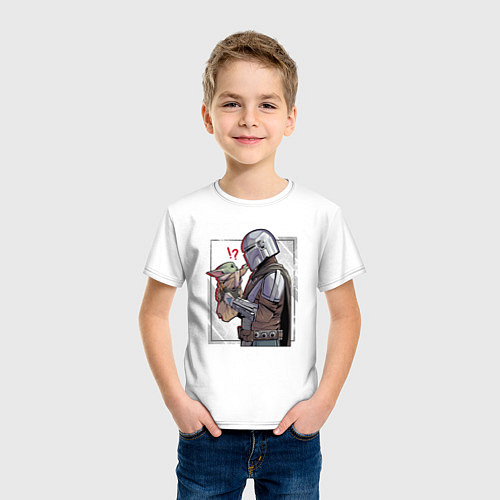 Детская футболка Беби Йода и Мандалорец / Белый – фото 3