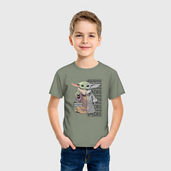 Футболка хлопковая детская Unknown specis - Baby Yoda, цвет: авокадо — фото 2