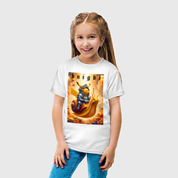 Футболка хлопковая детская Pikachu knight on a snail - ai art fantasy, цвет: белый — фото 2