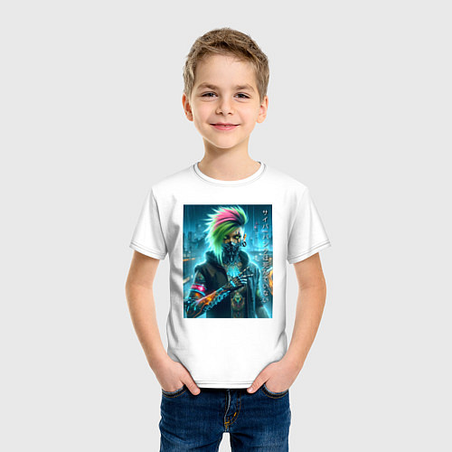 Детская футболка Cool girl - cyberpunks not dead / Белый – фото 3