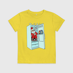 Футболка хлопковая детская Санта в холодильнике, цвет: желтый