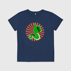 Футболка хлопковая детская Змея на позитиве, цвет: тёмно-синий