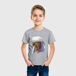Футболка хлопковая детская Русский медведь арт, цвет: меланж — фото 2