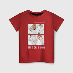 Футболка хлопковая детская Bang chan stray kids cute, цвет: красный