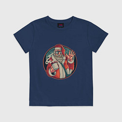 Футболка хлопковая детская Санта почтальон, цвет: тёмно-синий
