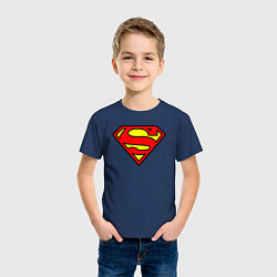 Футболка хлопковая детская Superman logo, цвет: тёмно-синий — фото 2