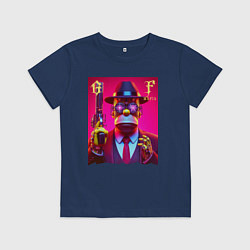 Футболка хлопковая детская Cyber godfather Homer Simpson - mafia, цвет: тёмно-синий