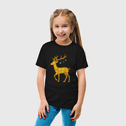 Футболка хлопковая детская Олень с новогодними шарами, цвет: черный — фото 2