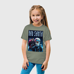 Футболка хлопковая детская Плохой Санта Клаус с мешком подарков, цвет: авокадо — фото 2