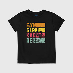 Футболка хлопковая детская Сон еда карате, цвет: черный