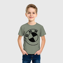 Футболка хлопковая детская БМВ значок, цвет: авокадо — фото 2