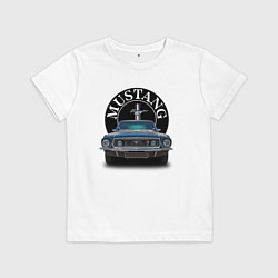 Футболка хлопковая детская Форд Мустанг 1964-1973 годов, цвет: белый