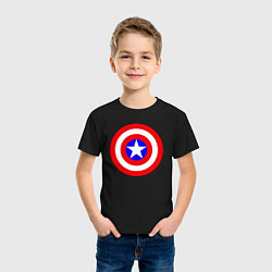 Футболка хлопковая детская Captain America logo, цвет: черный — фото 2