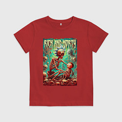 Футболка хлопковая детская Rick and Morty in the hell, цвет: красный