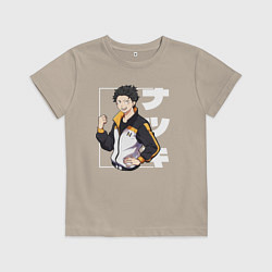 Футболка хлопковая детская Re:Zero Нацуки Субару, цвет: миндальный