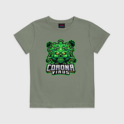 Футболка хлопковая детская Corona virus, цвет: авокадо
