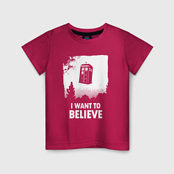 Футболка хлопковая детская Tardis believe, цвет: маджента