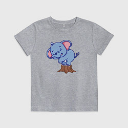Футболка хлопковая детская Слонёнок на пеньке, цвет: меланж