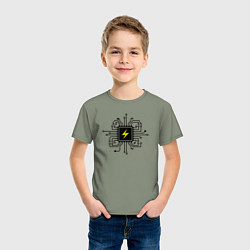 Футболка хлопковая детская Микросхема с молнией, цвет: авокадо — фото 2