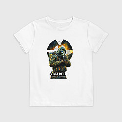 Футболка хлопковая детская Stalker 2 heart of chornobyl, цвет: белый