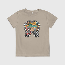 Футболка хлопковая детская Summer love, цвет: миндальный