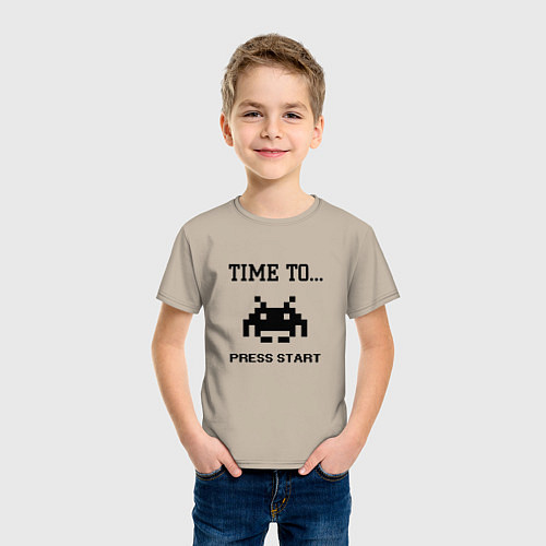 Детская футболка Time to press start / Миндальный – фото 3